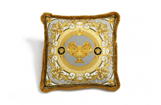 Versace La Coupe Des Dieux Medusa Pillow Square - White Grey Gold -45cm x 45cm