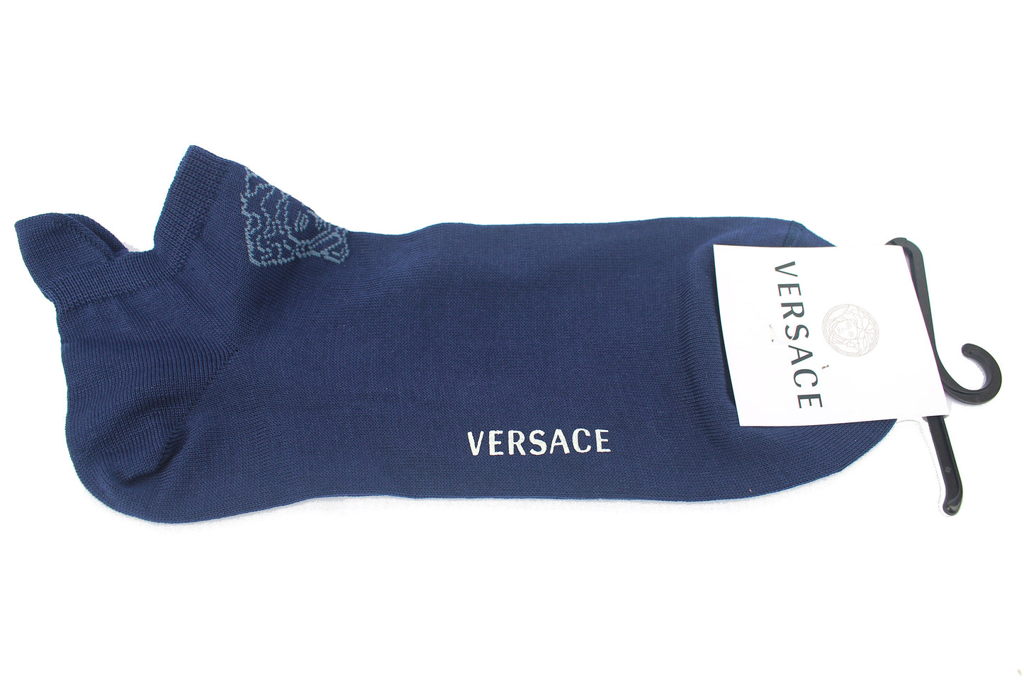 Versace Medusa Ankle Socks 10" - 5 Pairs Set -Dark Blue, Maroon, Blue, Beige, Black