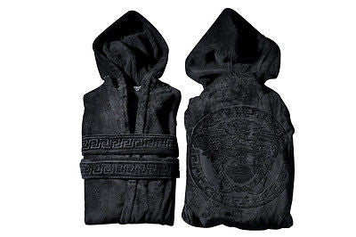 Versace Medusa Bathrobe With Hoodie Black