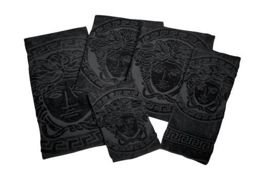 Versace Medusa Black Towel 6-Piece Set -2 Bath 2 Hand 2 Face Towels