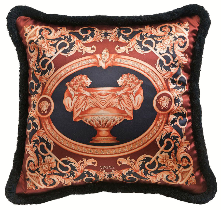 Versace Medusa Le Vase Baroque Cushion- 17.7 - Silk - Black Bronze Brand New