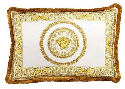 Versace Medusa Pillow - 45cm x 65cm - White/Gold Rectangular