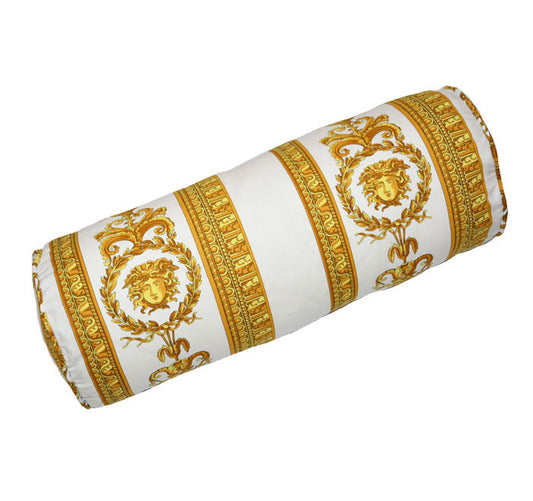 Versace Medusa White Bolster Pillow - 50cm x 24cm dia