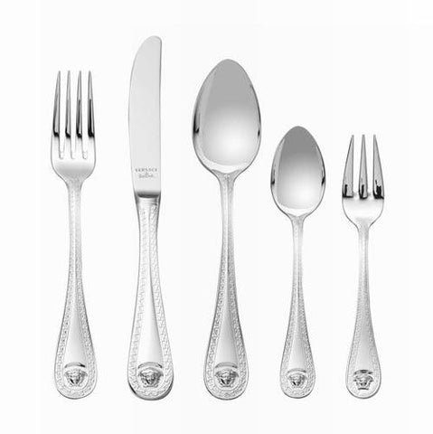 Versace Rosenthal Silver Medusa Cutlery 30-Pc. Set With Wooden Cutlery Box