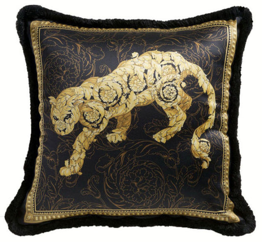 Versace Leopard Vanity Black Gold Pillow - 50cm x 50cm