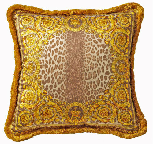 Versace Vanity Crown Leopard Animalier Pillow Silk - 50cm x 50cm