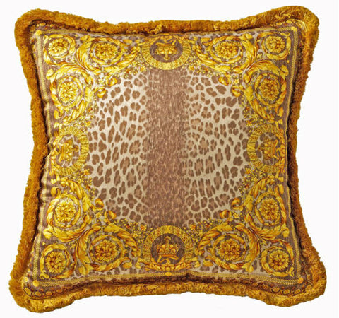 Versace Vanity Crown Leopard Animalier Pillow Silk - 50cm x 50cm