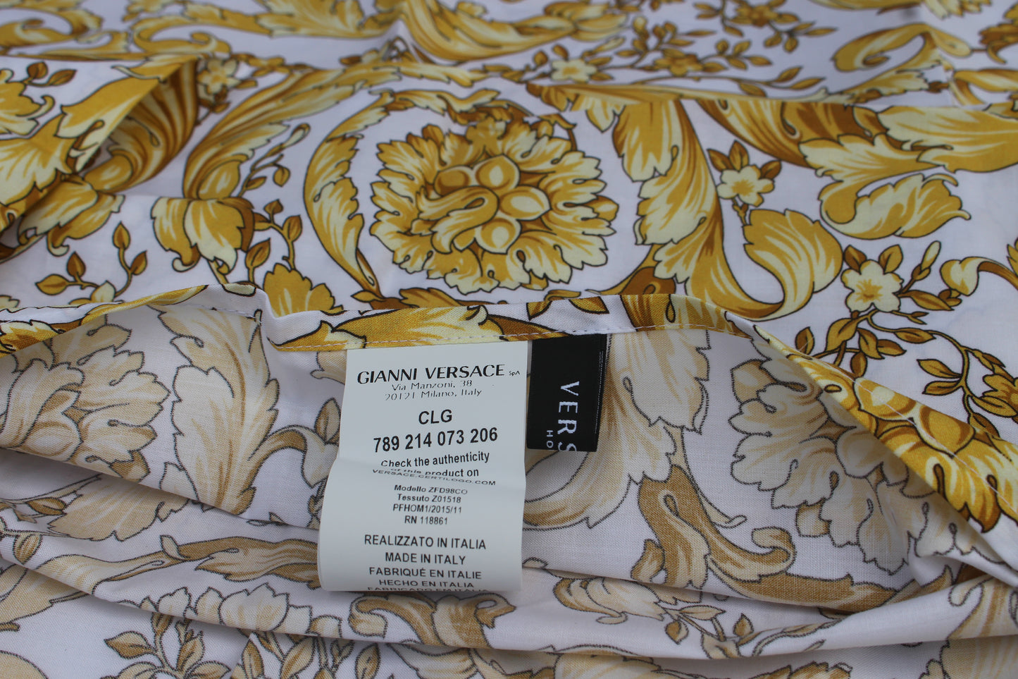 Versace Barocco Pillow Case Queen Size  2-Piece Set - White Plus 1 Pair Free