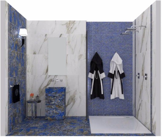 Bathroom Tiles - Versace Bathroom Tiles & Sink - Project Fascia Greca Galaxy Blue