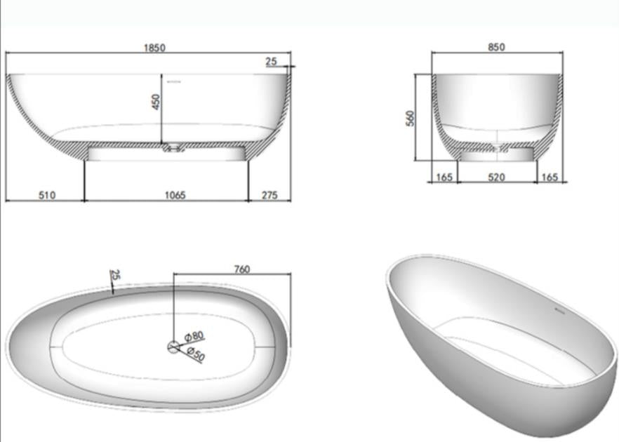 Free Standing Clear Transparent Modern Style Bathtub