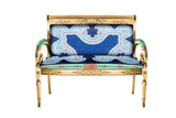Sofa Custom Vanitas Loveseat In Gianni Versace Blue Vintage Medusa Fabric